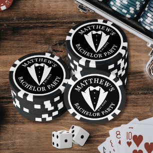 Verlovingsfeest in zwart-wit smoking poker chips