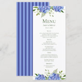 Verlovingsfeest met Blauwe Hortensia's Menu (Voorkant / Achterkant)
