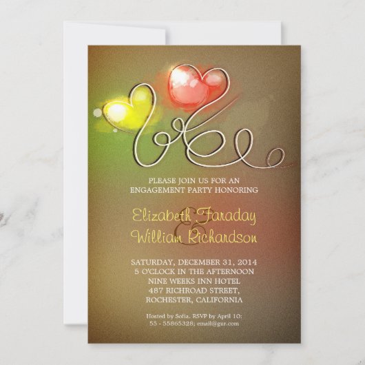 verlovingsfeest moderne uitnodiging (Voorkant)