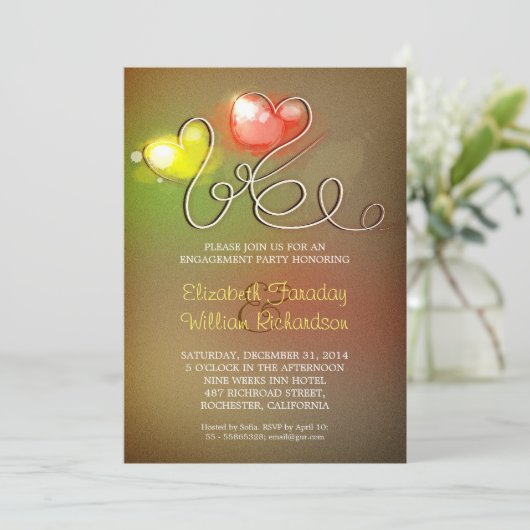 verlovingsfeest moderne uitnodiging (Staand voorkant)