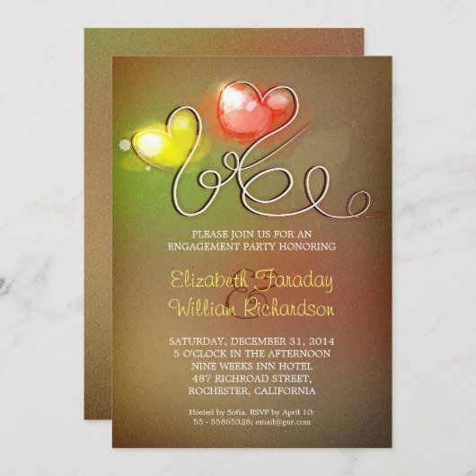 verlovingsfeest moderne uitnodiging (Voorkant / Achterkant)