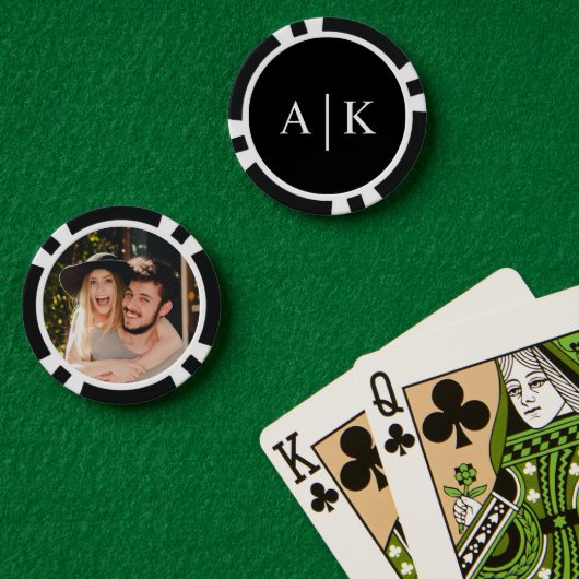 Verlovingsfeest Monogram Foto Pokerchip (Pokertafel (Dubbel))
