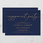 Verlovingsfeest Navy Blue & Sunflower Gold Kaart (Voorkant / Achterkant)