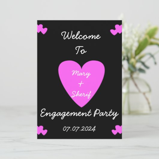 Verlovingsfeest of bruiloft uitnodiging. kaart (Staand voorkant)