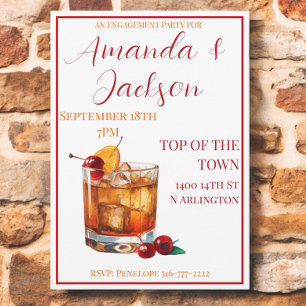 Verlovingsfeest Oude Mode Cocktail Script Kaart