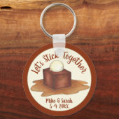 Verlovingsfeest Plakkerige Toffee Pudding Sleutelhanger (Voorkant)