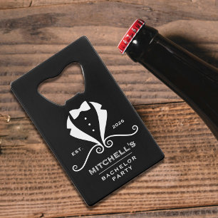 Verlovingsfeest Tuxedo Pak Stropdas Zwart Bruiloft Kredietkaart Flessenopener