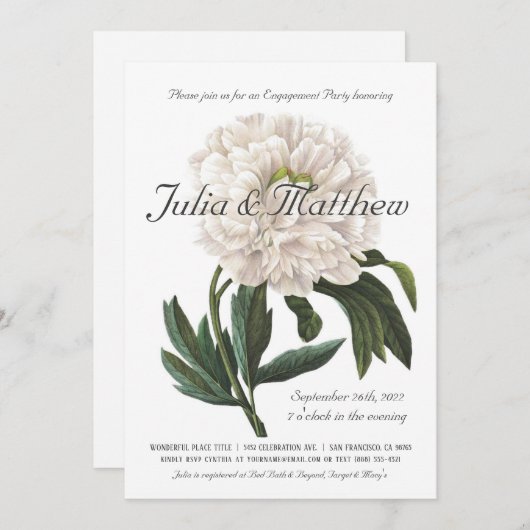 Verlovingsfeest uitnodigingen | botanisch (Voorkant / Achterkant)