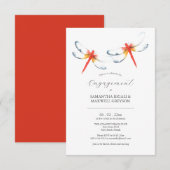 Verlovingsfeest uitnodigingen Red Dragonfly (Voorkant / Achterkant)