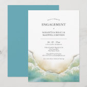 Verlovingsfeest Uitnodigingen Waterverf Shoreline (Voorkant / Achterkant)