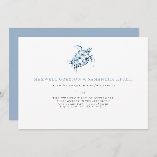 Verlovingsfeest Uitnodigingen Waterverf Strand (Voorkant / Achterkant)