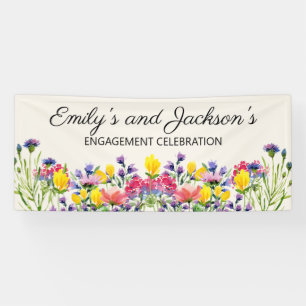 Verlovingsfeest Viering Wilde Bloemen Naam's Spandoek