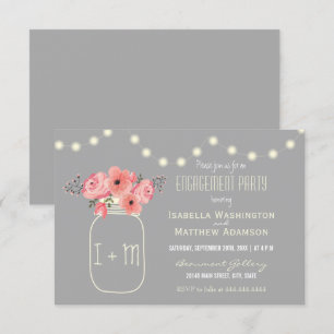 Verlovingsfeest Waterverf Flowers & Mason Jar Kaart