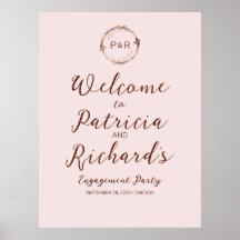 Verlovingsfeest Welcome Sign met Roos Monogram