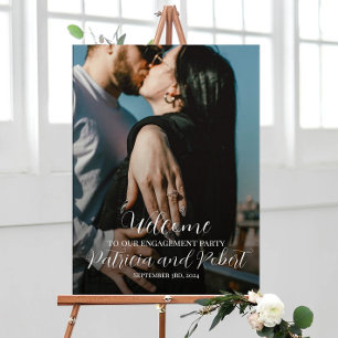 Verlovingsfeest welkomstbord met foto poster