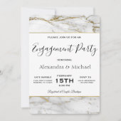 Verlovingsfeest Wit & Goud Marmeren Uitnodiging (Voorkant)