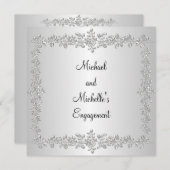 Verlovingsfeest Zwart Wit Zilver Metaal Rozen Kaart (Voorkant / Achterkant)