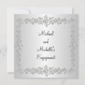 Verlovingsfeest Zwart Wit Zilver Metaal Rozen Kaart (Voorkant)