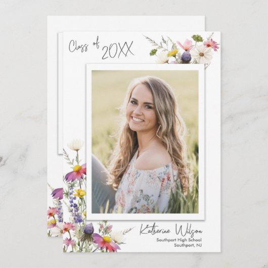 Verlovingskaart met wilde bloemen foto kaart (Voorkant / Achterkant)