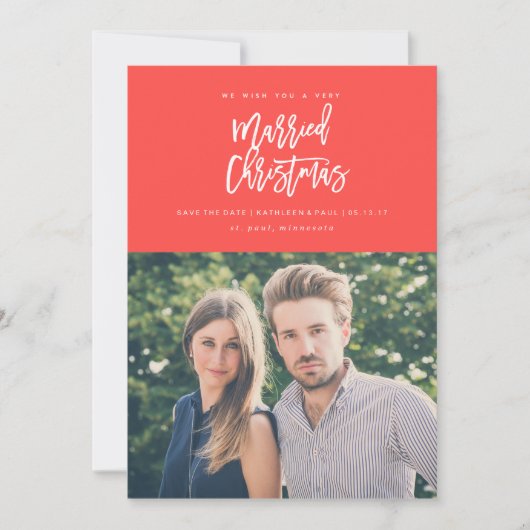 Verlovingskerstkaart, Kerstkaart met datum Save The Date (Voorkant)