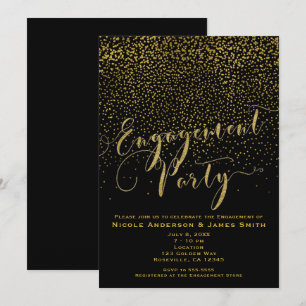 VERLOVINGSPARTY Feest Black & Gold Confetti Glam Kaart