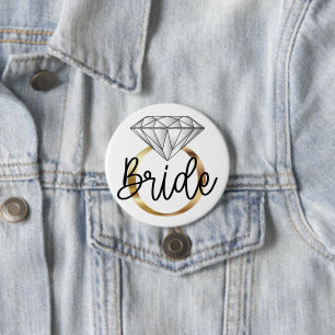 Verlovingsring met diamant en goud ronde button 7,6 cm