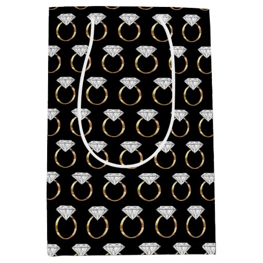 Verlovingsring met diamant in zwart goud medium cadeauzakje (Voorkant)