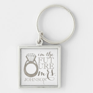 Verlovingsring met diamant voor toekomstige mevrou sleutelhanger