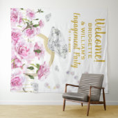 Verlovingsring met Roze Rozen en Parels Wandkleed (In Situ (horizontaal))