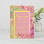 Verlovingsroze, goud & groen save the date (Staand voorkant)