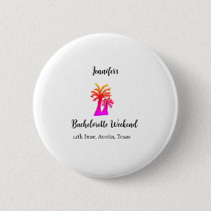 Verlovingsweekend kokospalm club voeg naam toe ronde button 5,7 cm