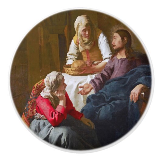Vermeer - Christus in het Huis van Martha en Mary Keramische Knop (Voorkant)