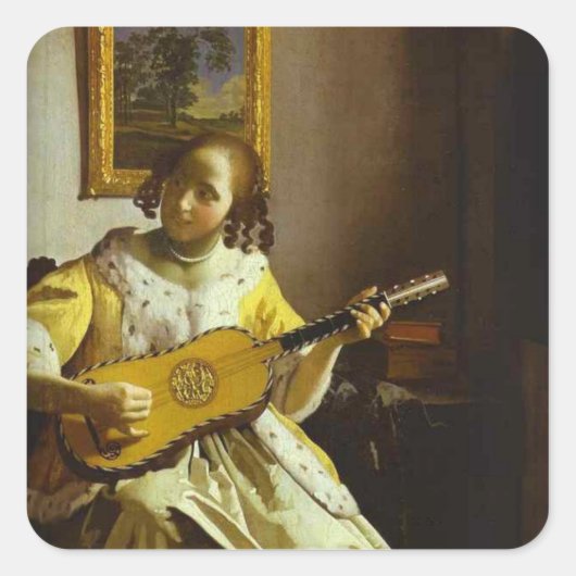  Vermeer de gitarist Sticker (Voorkant)