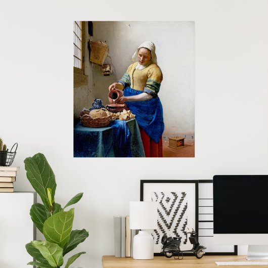 Vermeer - De Milkmaid - kunst Poster (Thuiskantoor)