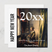 Vermeer - Gelukkig nieuwjaar / Meisje dat een brie Feestdagenkaart (Voorkant / Achterkant)