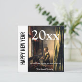 Vermeer - Gelukkig nieuwjaar / Meisje dat een brie Feestdagenkaart (Staand voorkant)