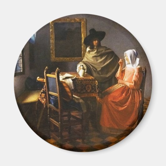 Vermeer Het Glas van Wijnmagneet Magneet (Voorkant)