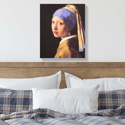 Vermeer - Het meisje met de parel oorbel Canvas Afdruk (Insitu (Slaapkamer))