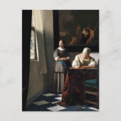 Vermeer - Lady Een brief schrijven met haar Maid Briefkaart (Voorkant)