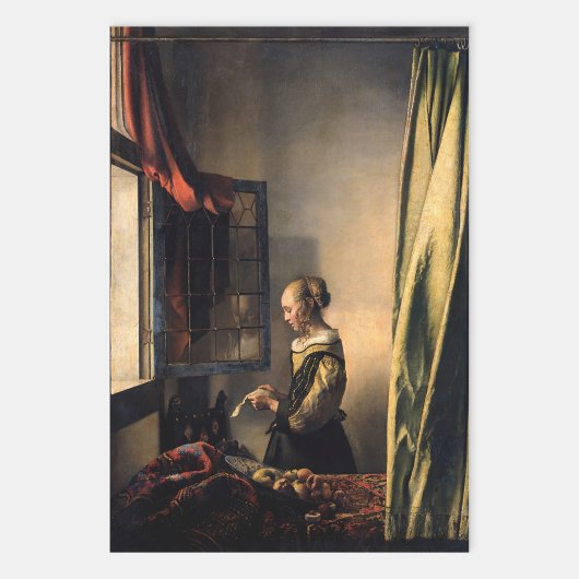 Vermeer - Meisje dat een brief leest bij een open Inpakpapier Vel