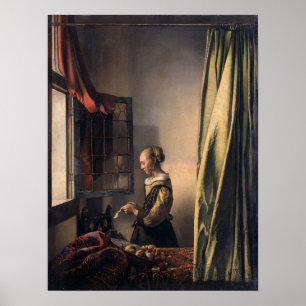 Vermeer - Meisje dat een brief leest bij een open Poster