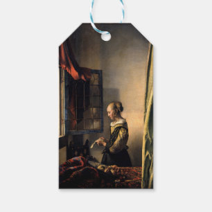Vermeer - Meisje leest een brief in een open venst Cadeaulabel