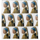 Vermeer - Meisje met een parel oorbel geïsoleerd Douchegordijn (Voorkant)