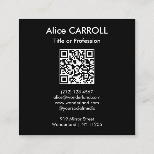 Vermeer - Meisje met een parel - QR-code Vierkante Visitekaartje (Achterkant)