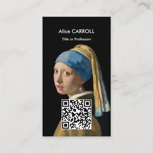 Vermeer - Meisje met een parel - QR-code Visitekaartje (Voorkant)