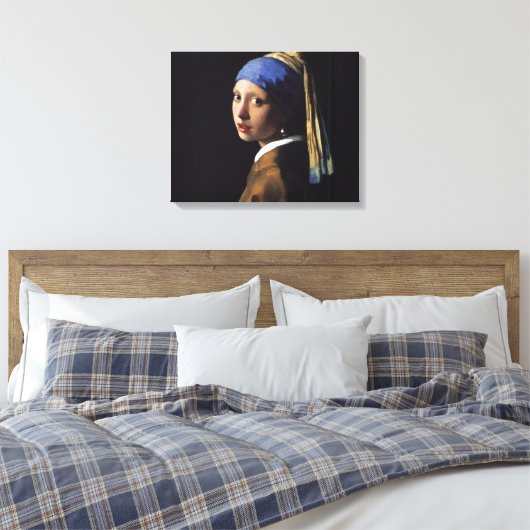 Vermeer Meisje Parel Oorbel Masterpiece Schilderen Canvas Afdruk (Insitu (Slaapkamer))