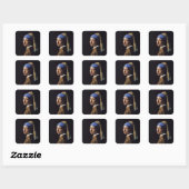 Vermeer Meisje Parel Oorbel Masterpiece Schilderen Vierkante Sticker (Vel)