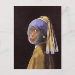Vermeer Parel Oorbel Aap Chimpansee Briefkaart