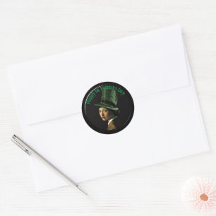Vermeer Parel Oorbel Klaver St. Patrick's Dag Ronde Sticker
