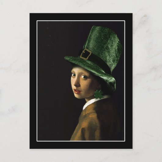 Vermeer Parel Oorbel Klaver St Patrick's Day Briefkaart (Voorkant)